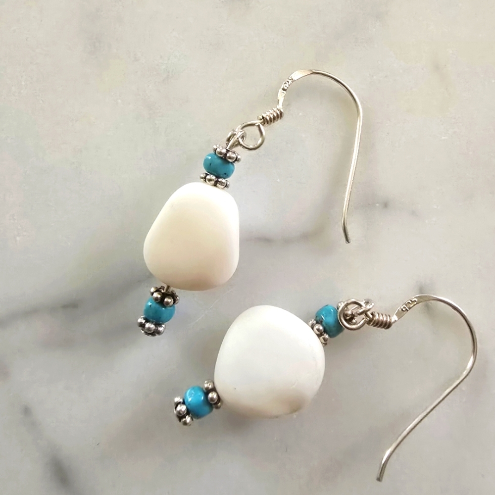 🌻Natural Stone/ Turquoise Sterling Dangles Handmade